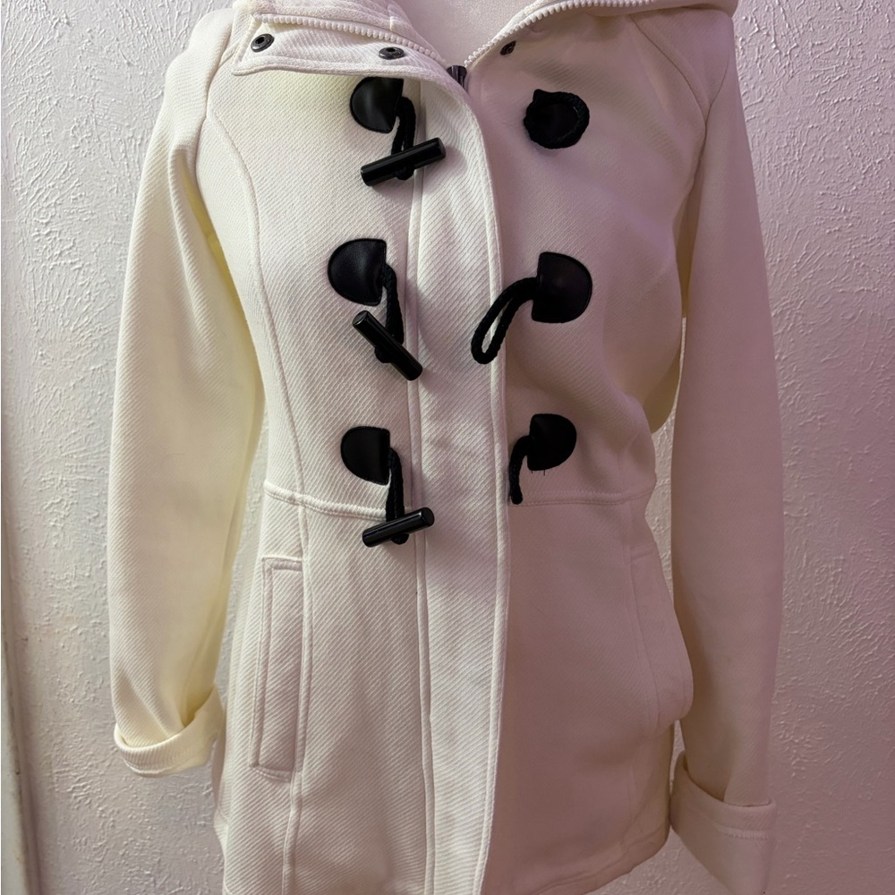 Sebby Women's Ivory Toggle Pea Coat